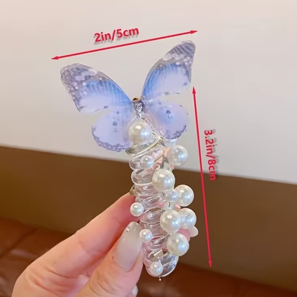 Bohemian Style Braided Hair Rope with Pearls and Flowers - Picture 4 of 6